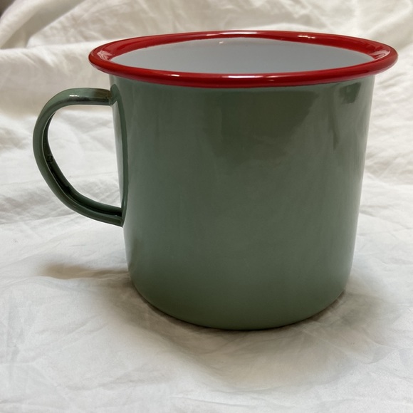 Creative co-op Reindeer Feed, The North Pole green and red holiday metal mug. - Picture 4 of 9